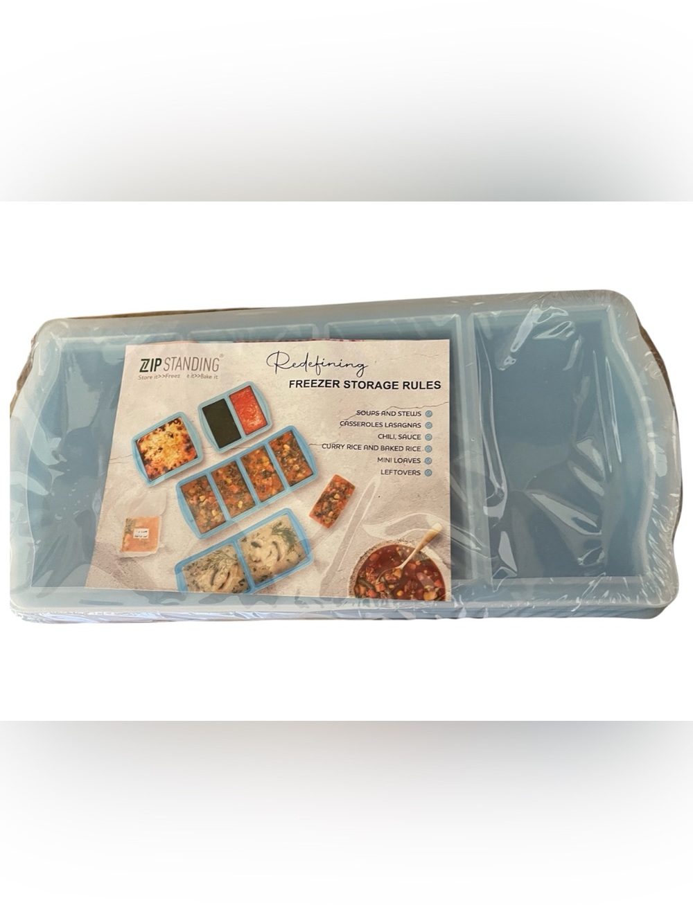 Zip Standing Silicone Freezer Tray with a Lid 2 pk - NWT